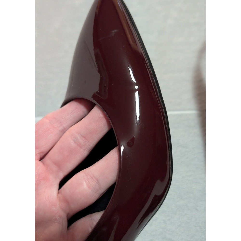AGL Attilio Giusti Leombruni Burgundy Patent Leather Slingback Block Heels EU 38 - Picture 2 of 12